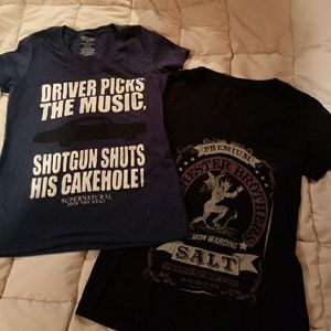 Two Supernatural v-neck t-shirts